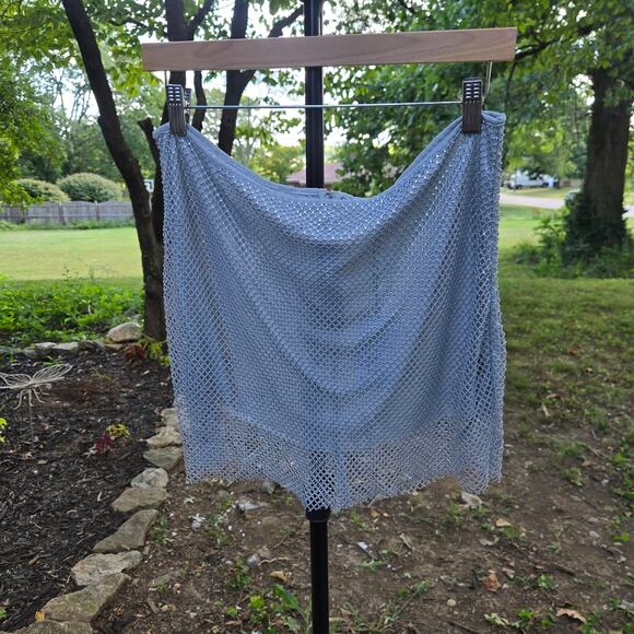 Revolve WeWoreWhat Festival Rave Disco Silver Crystal Sheer Mesh Mini Skirt 14 - Picture 4 of 12